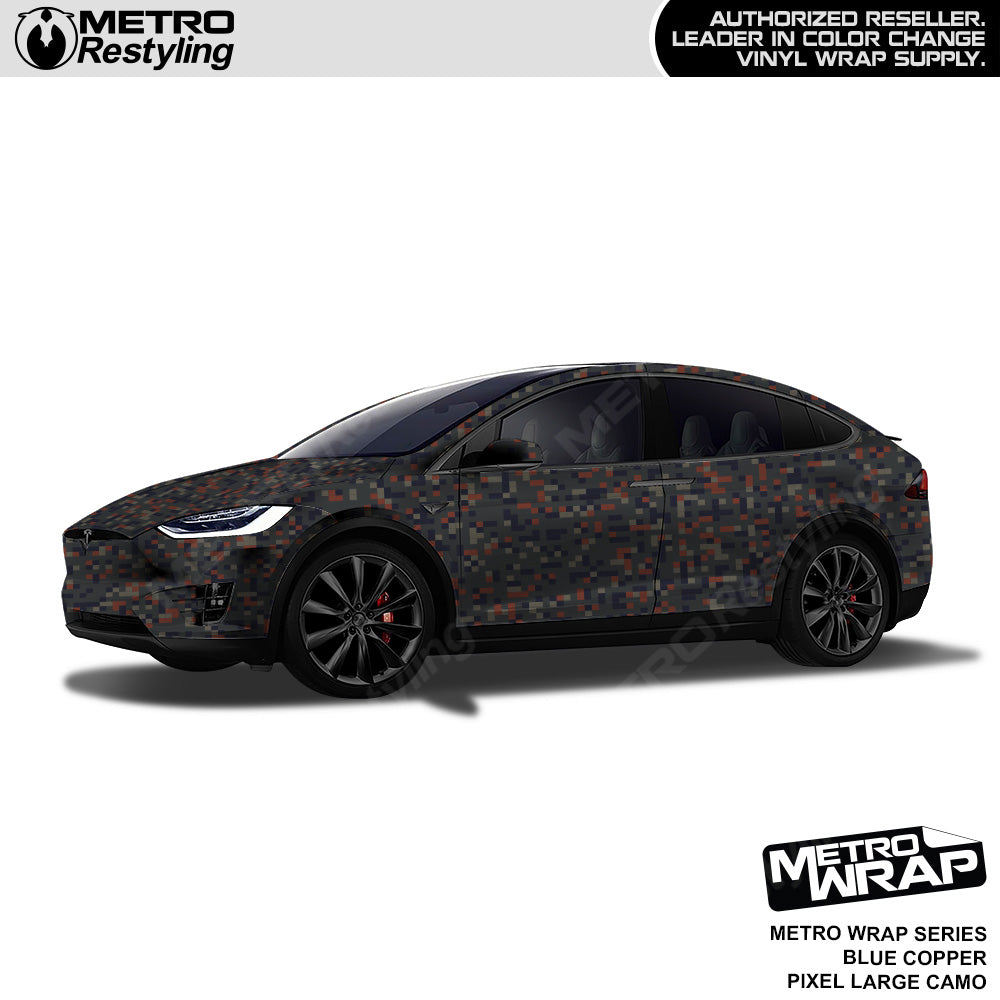 Metro Wrap Large Pixel Blue Copper Camouflage Vinyl Film