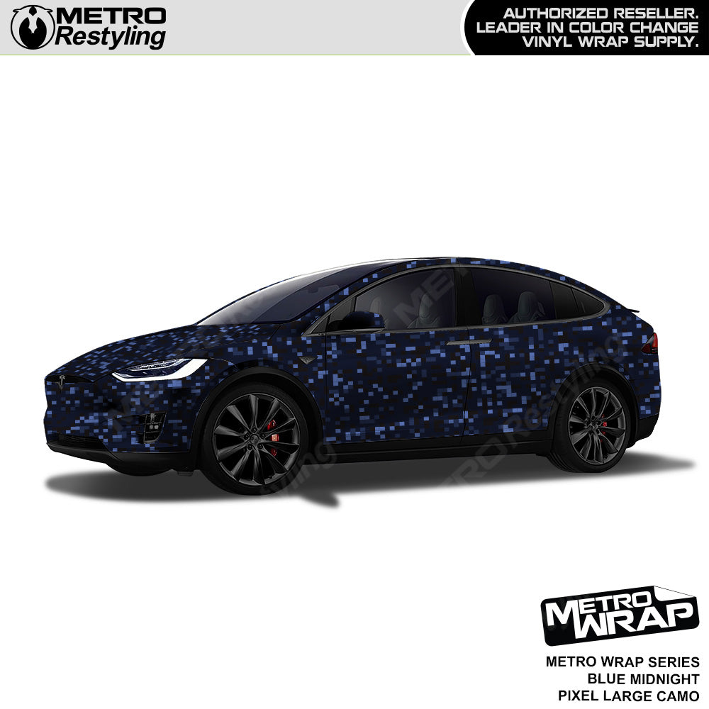 Metro Wrap Large Pixel Blue Midnight Camouflage Vinyl Film