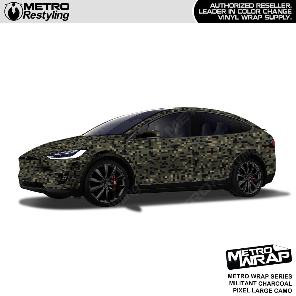 Metro Wrap Large Pixel Militant Charcoal Camouflage Vinyl Film