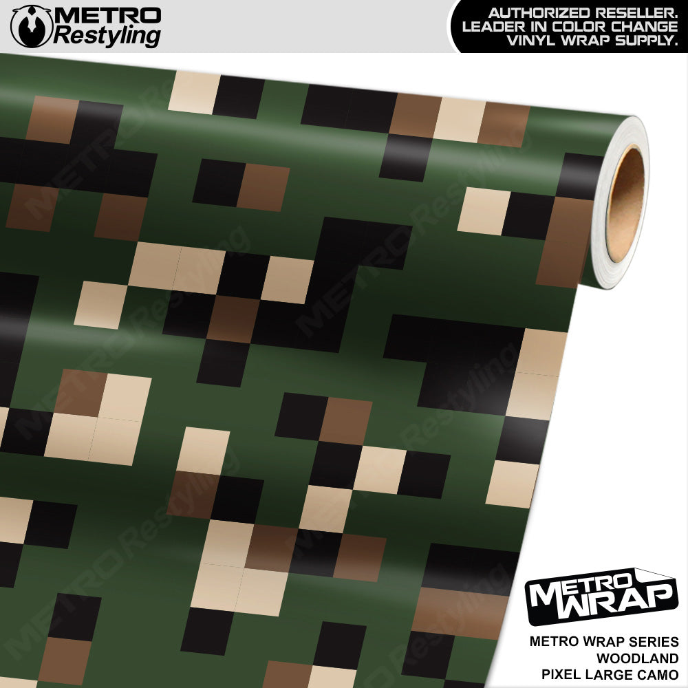 Metro Wrap Large Pixel Woodland Camouflage Vinyl Film
