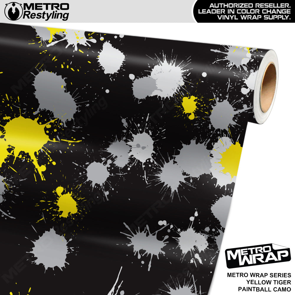 Metro Wrap Paintball Yellow Tiger Camouflage Vinyl Film