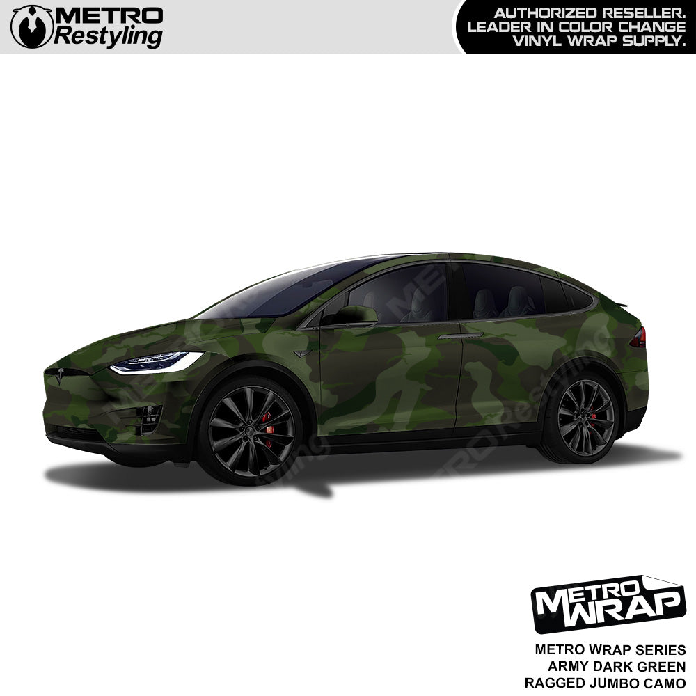 Metro Wrap Jumbo Ragged Army Dark Green Camouflage Vinyl Film