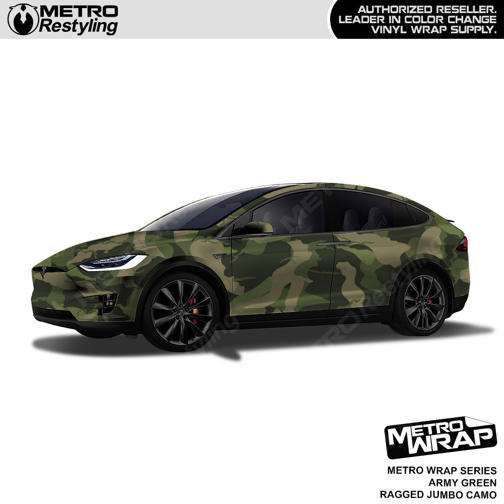 Metro Wrap Jumbo Ragged Army Green Camouflage Vinyl Film