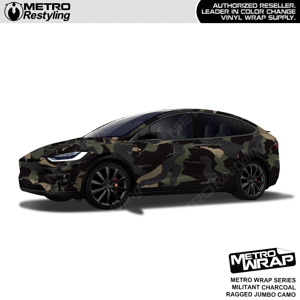 Metro Wrap Jumbo Ragged Militant Charcoal Camouflage Vinyl Film
