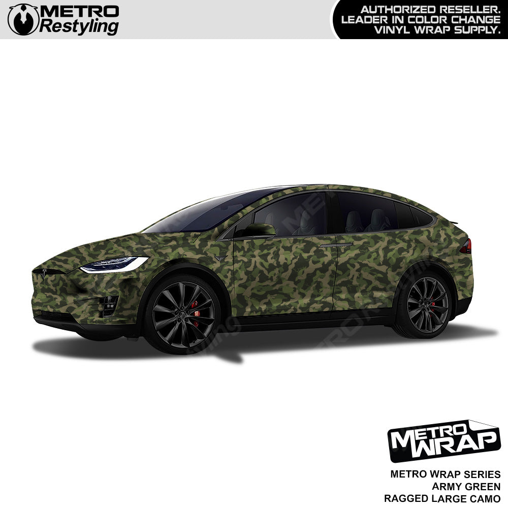 Metro Wrap Large Ragged Army Green Camouflage Vinyl Film