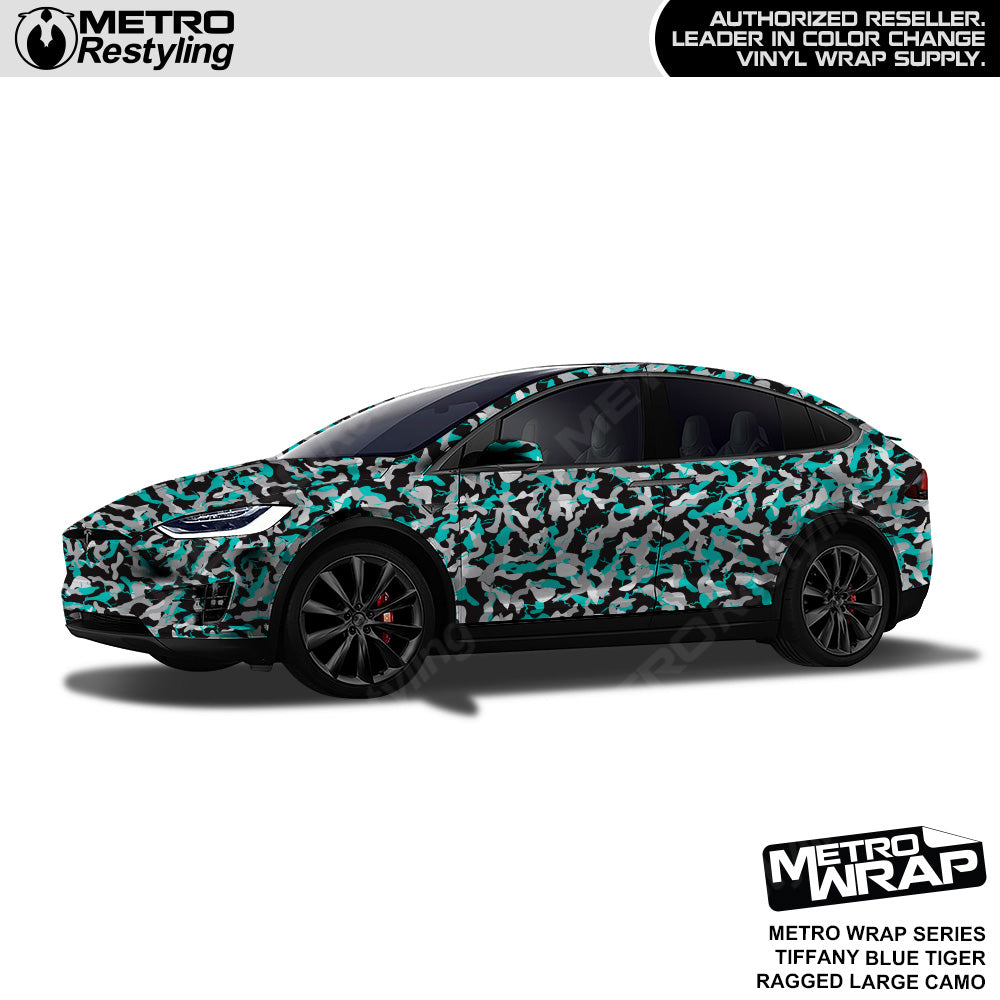 Metro Wrap Large Ragged Tiffany Blue Tiger Camouflage Vinyl Film