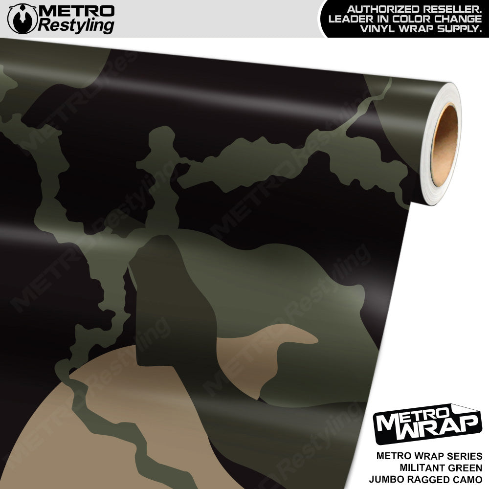 Metro Wrap Jumbo Ragged Militant Green Camouflage Vinyl Film