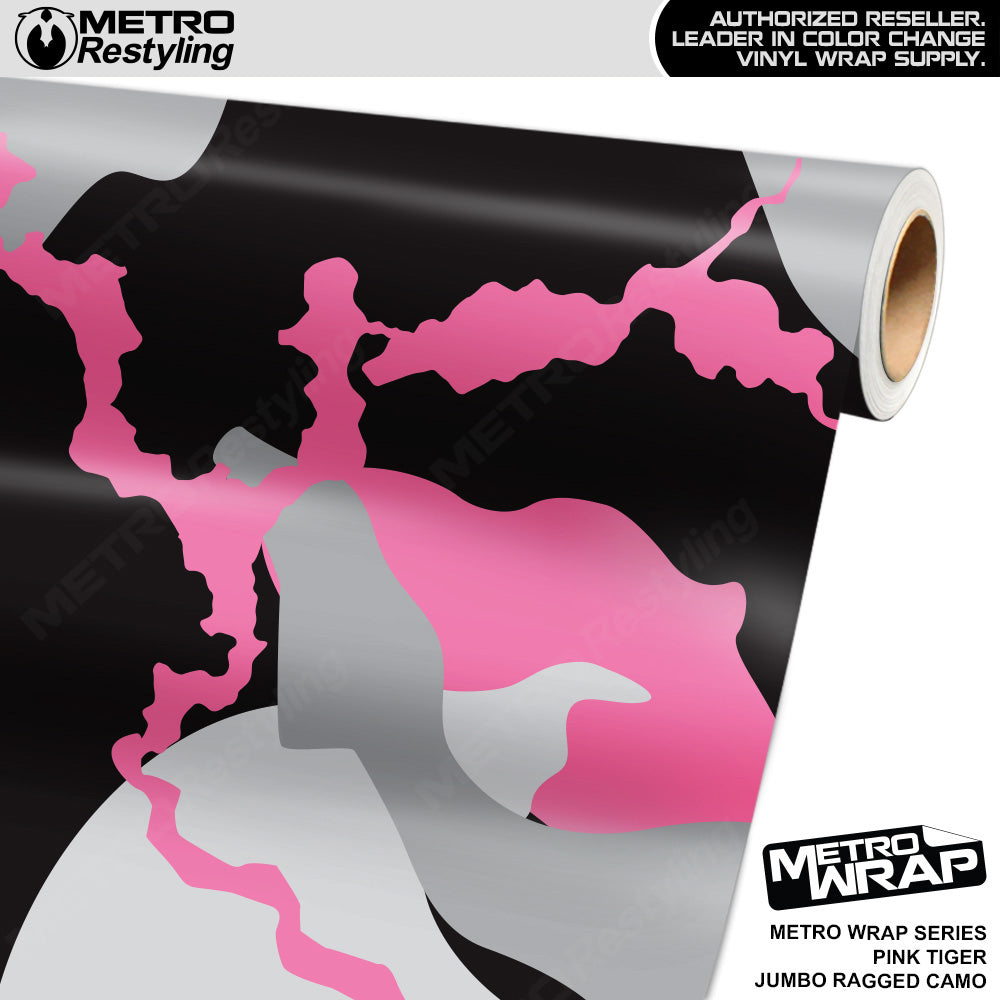 Metro Wrap Jumbo Ragged Pink Tiger Camouflage Vinyl Film
