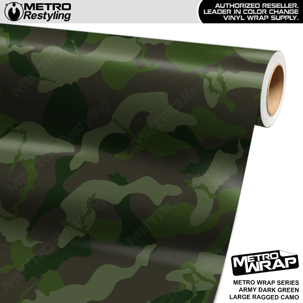 Metro Wrap Large Ragged Army Dark Green Camouflage Vinyl Film