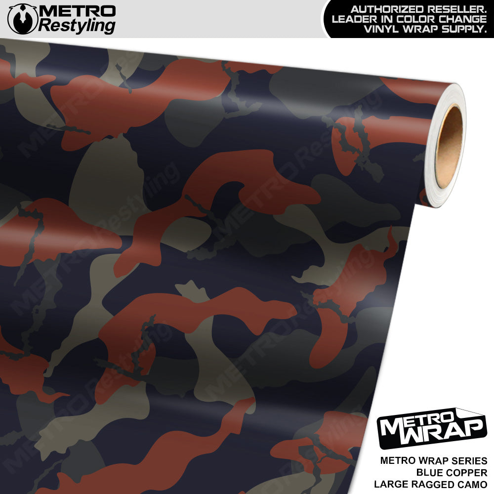 Metro Wrap Large Ragged Blue Copper Camouflage Vinyl Film
