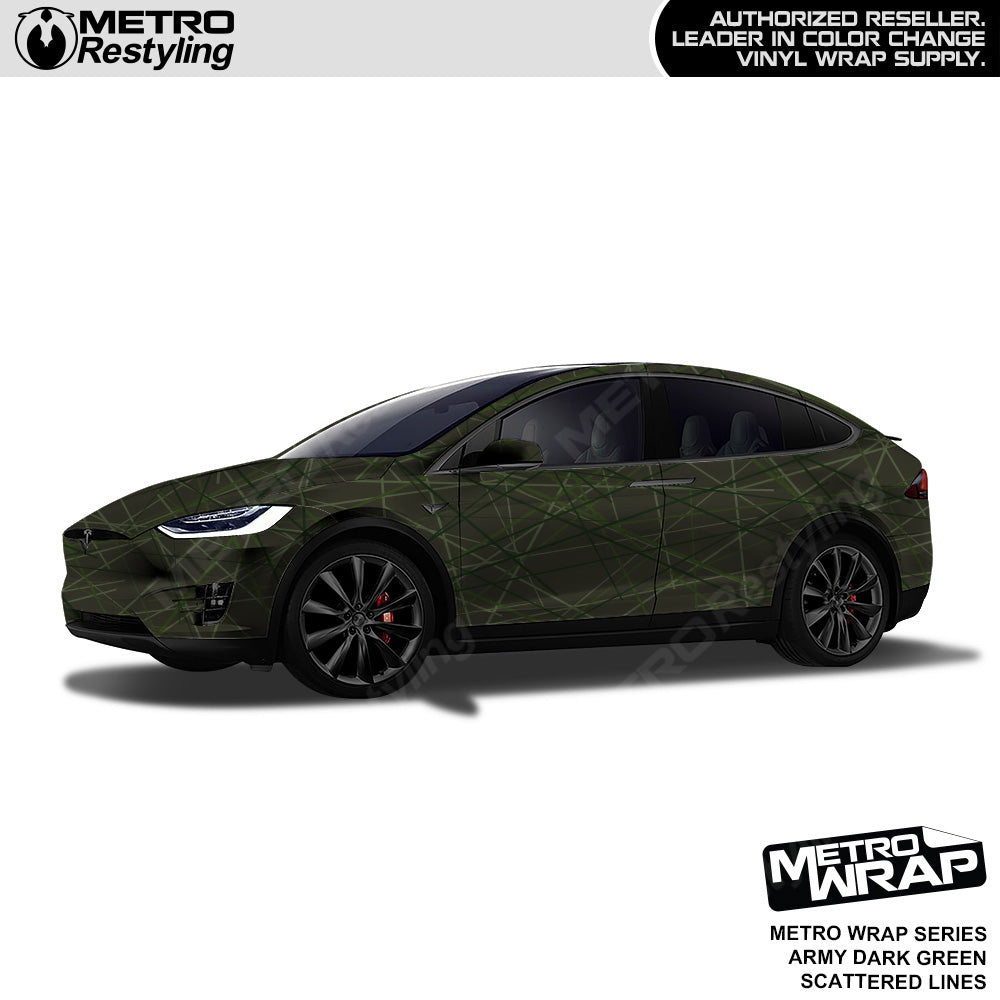 Metro Wrap Scattered Lines Army Dark Green Vinyl Film