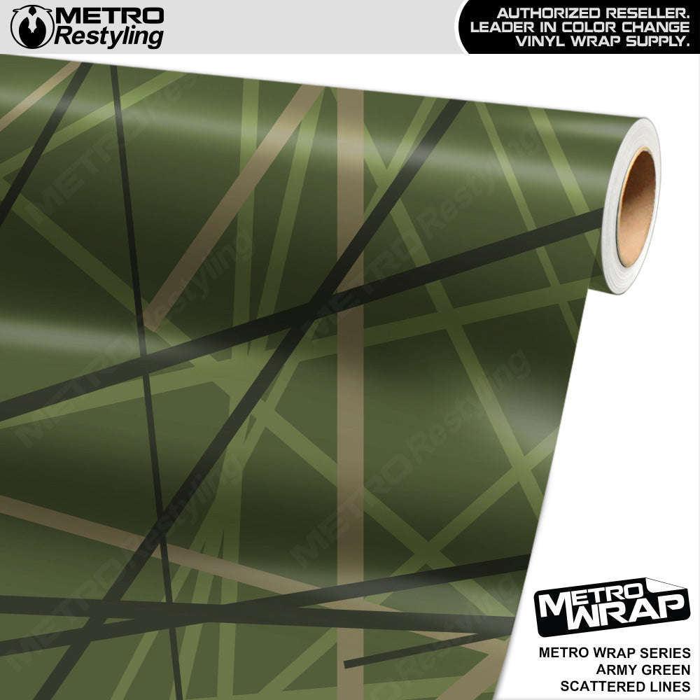 Metro Wrap Scattered Lines Army Green Vinyl Film