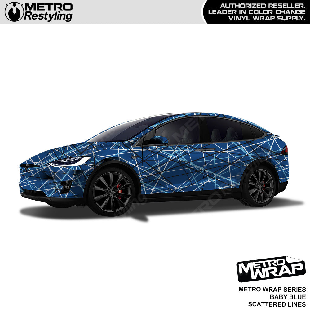 Metro Wrap Scattered Lines Baby Blue Vinyl Film
