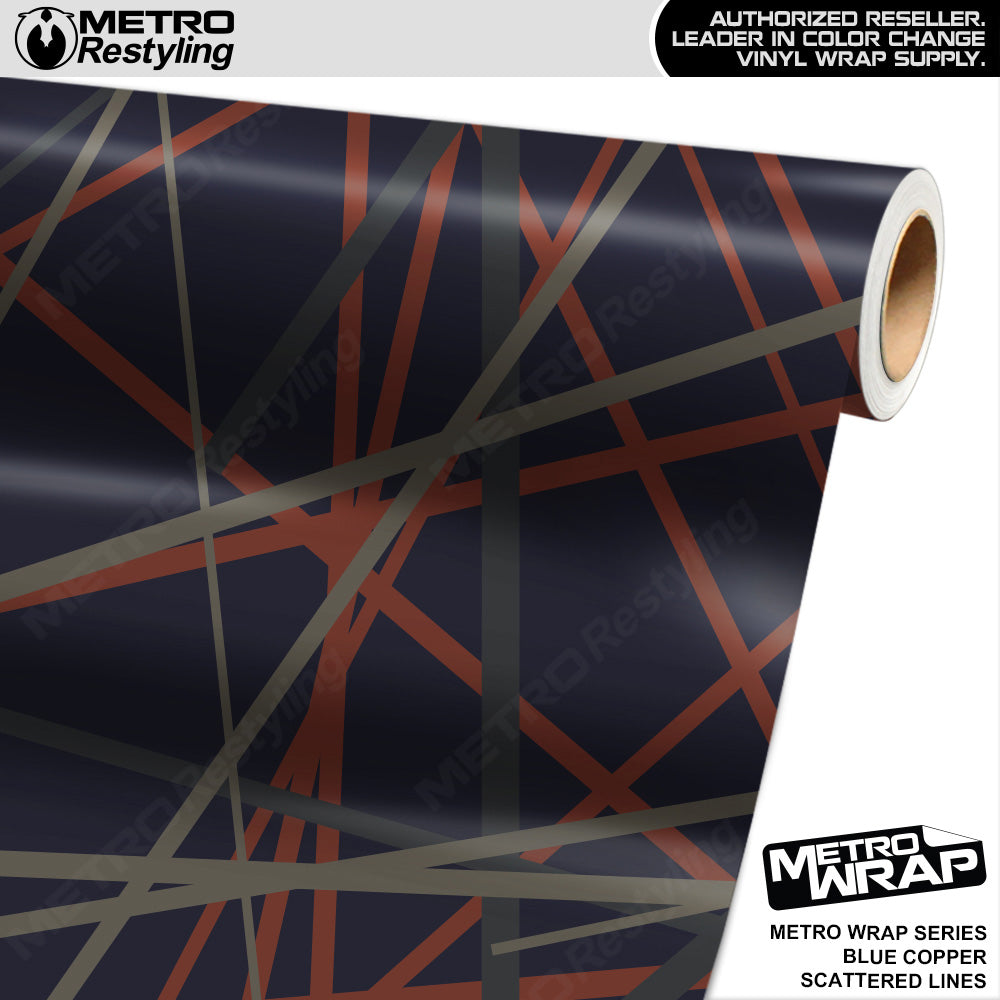 Metro Wrap Scattered Lines Blue Copper Vinyl Film