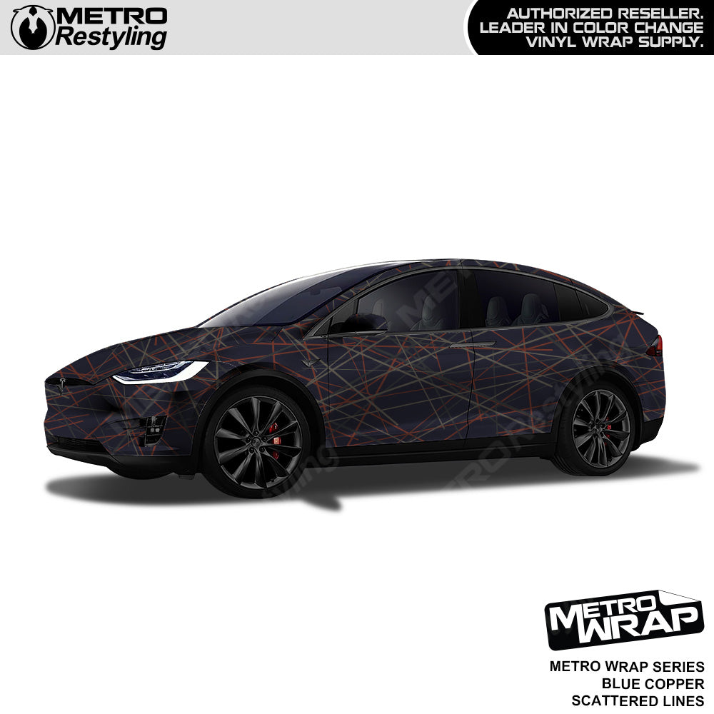 Metro Wrap Scattered Lines Blue Copper Vinyl Film