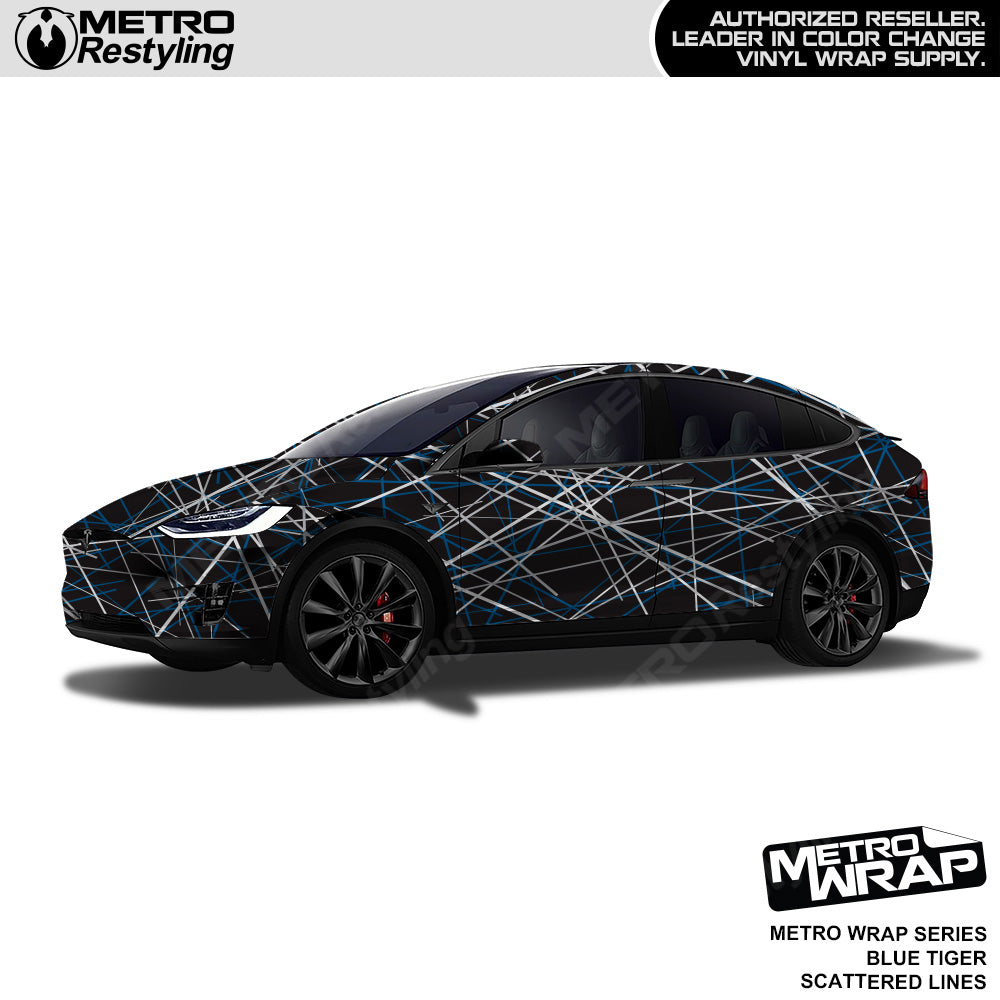 Metro Wrap Scattered Lines Blue Tiger Vinyl Film