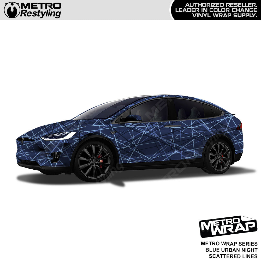 Metro Wrap Scattered Lines Blue Urban Night Vinyl Film