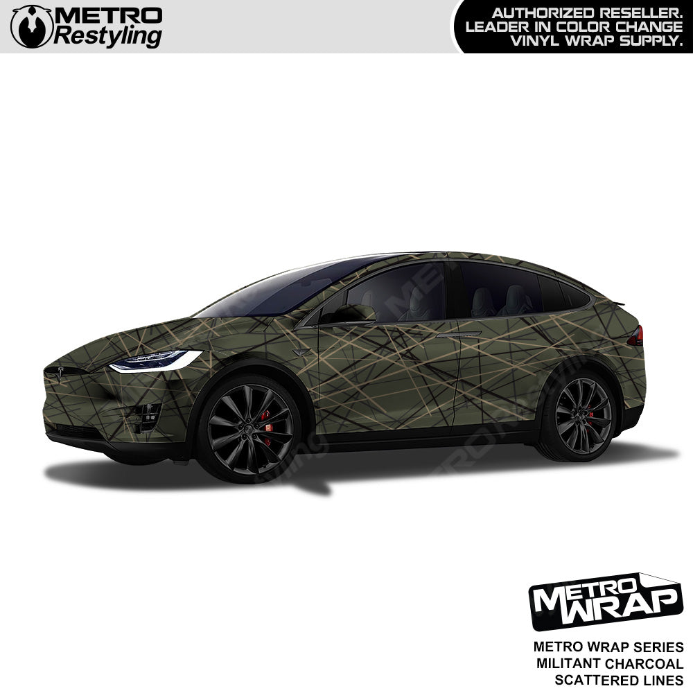 Metro Wrap Scattered Lines Militant Charcoal Vinyl Film