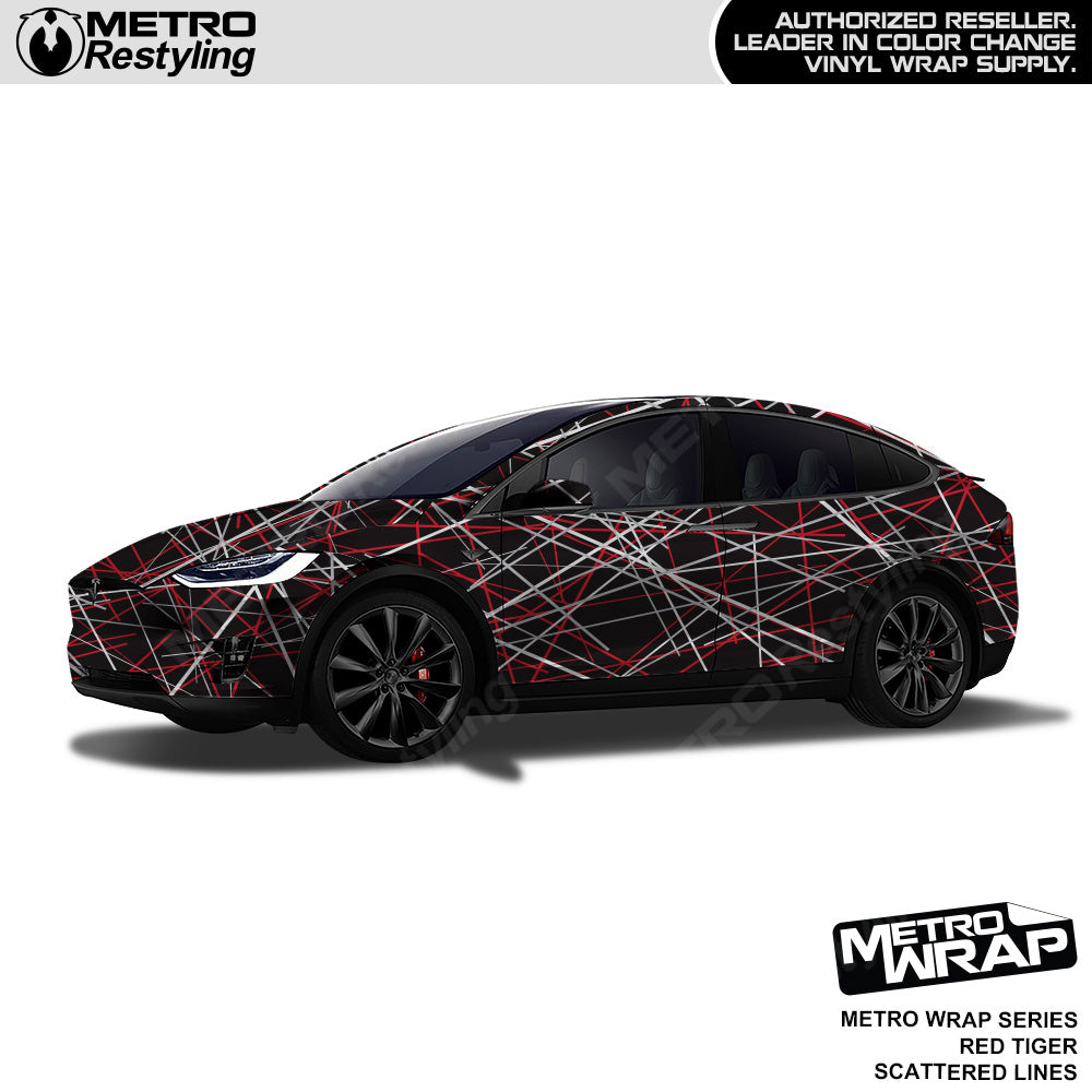 Metro Wrap Scattered Lines Red Tiger Vinyl Film