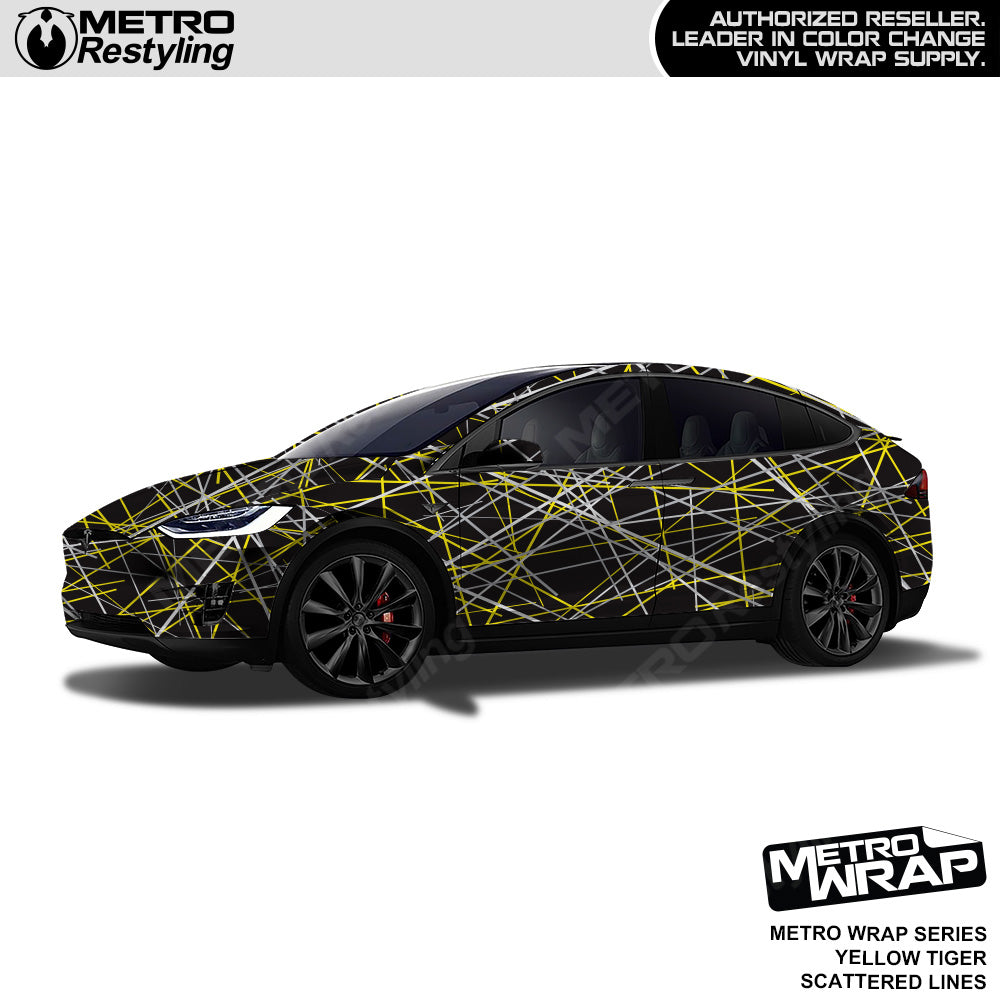 Metro Wrap Scattered Lines Yellow Tiger Vinyl Film