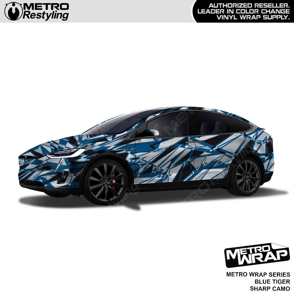 Metro Wrap Sharp Blue Tiger Camouflage Vinyl Film