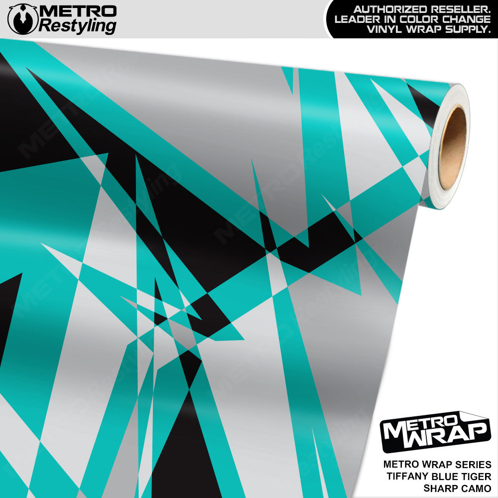 Metro Wrap Sharp Tiffany Blue Tiger Camouflage Vinyl Film