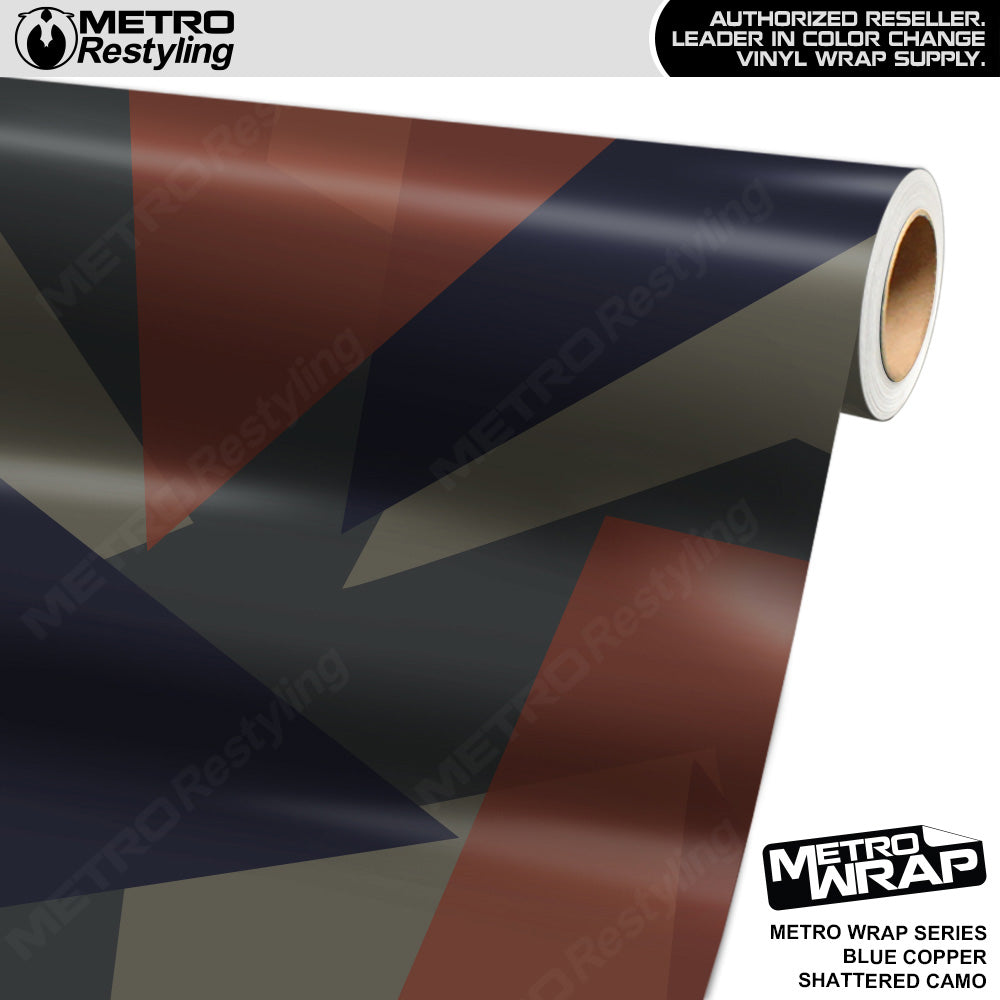 Metro Wrap Shattered Blue Copper Camouflage Vinyl Film