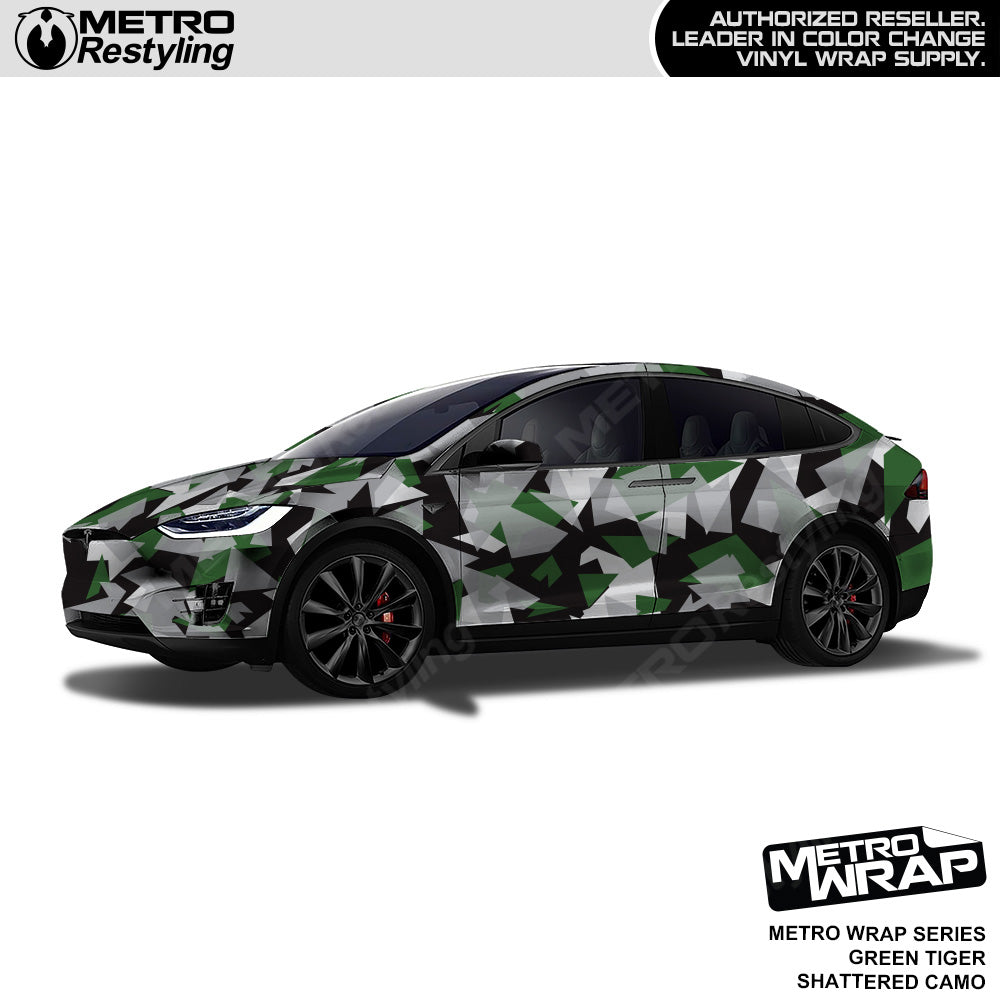 Metro Wrap Shattered Green Tiger Camouflage Vinyl Film