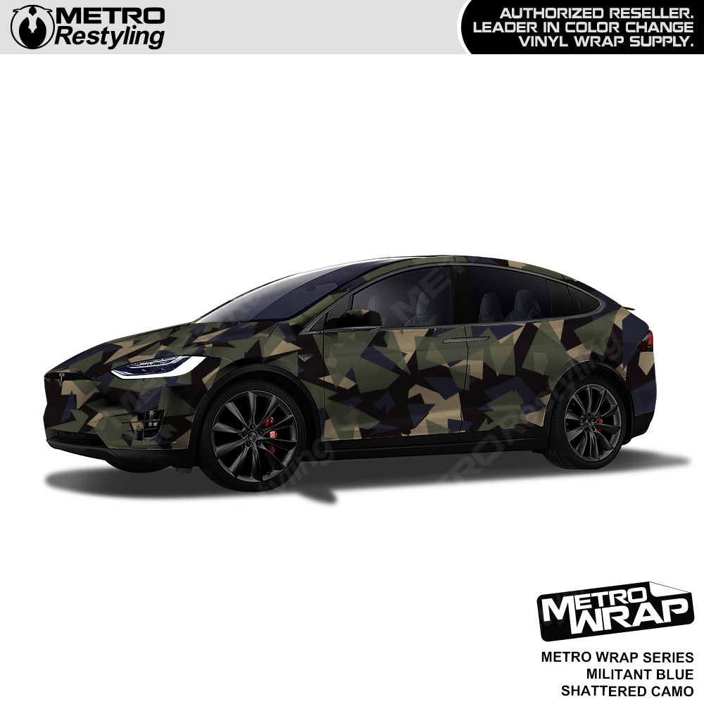Metro Wrap Shattered Militant Blue Camouflage Vinyl Film
