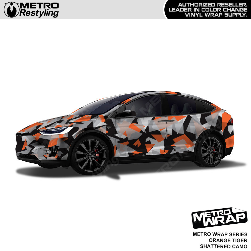 Metro Wrap Shattered Orange Tiger Camouflage Vinyl Film