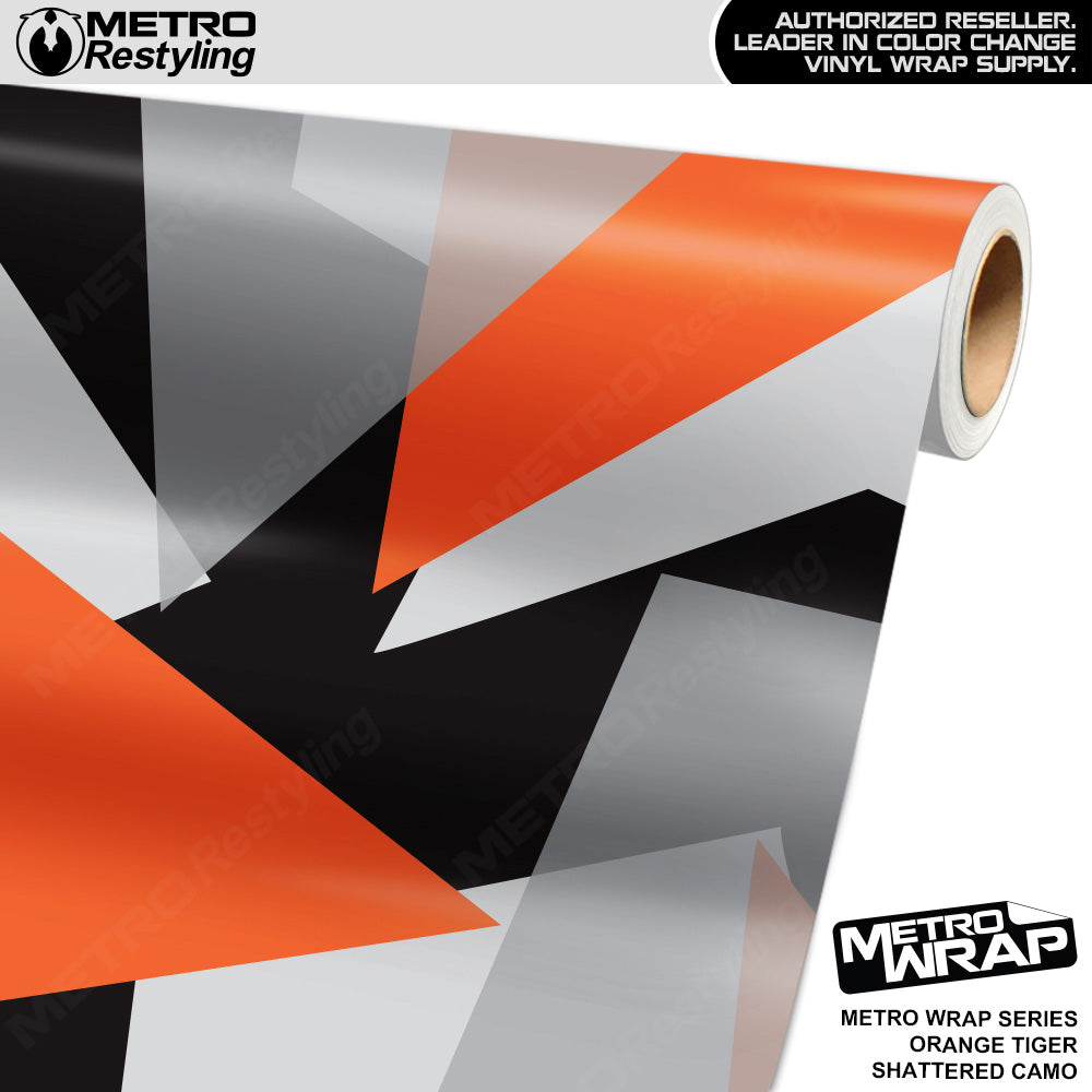 Metro Wrap Shattered Orange Tiger Camouflage Vinyl Film