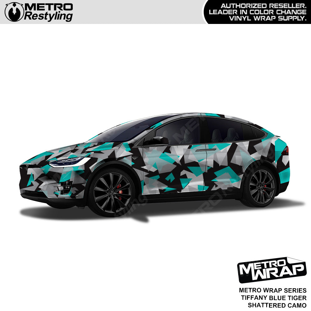 Metro Wrap Shattered Tiffany Blue Tiger Camouflage Vinyl Film