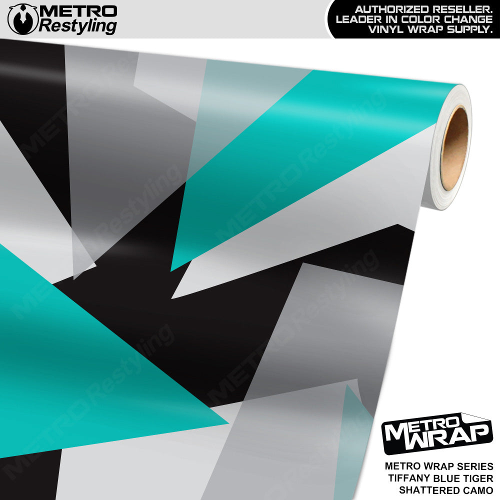 Metro Wrap Shattered Tiffany Blue Tiger Camouflage Vinyl Film