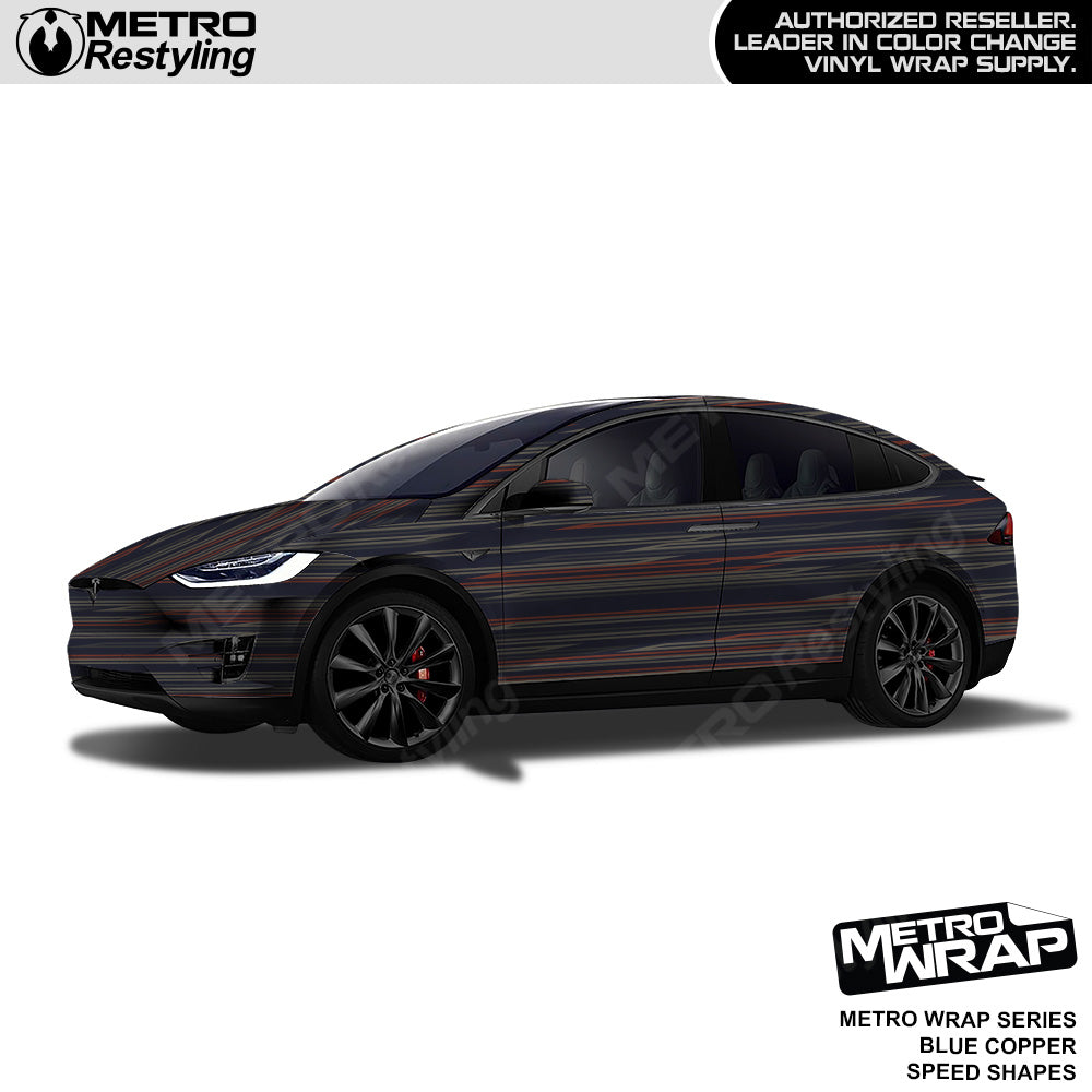 Metro Wrap Speed Shapes Blue Copper Vinyl Film