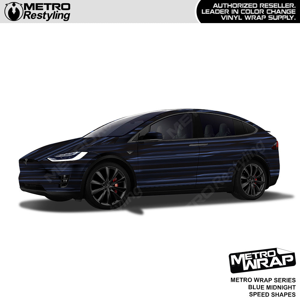Metro Wrap Speed Shapes Blue Midnight Vinyl Film tesla