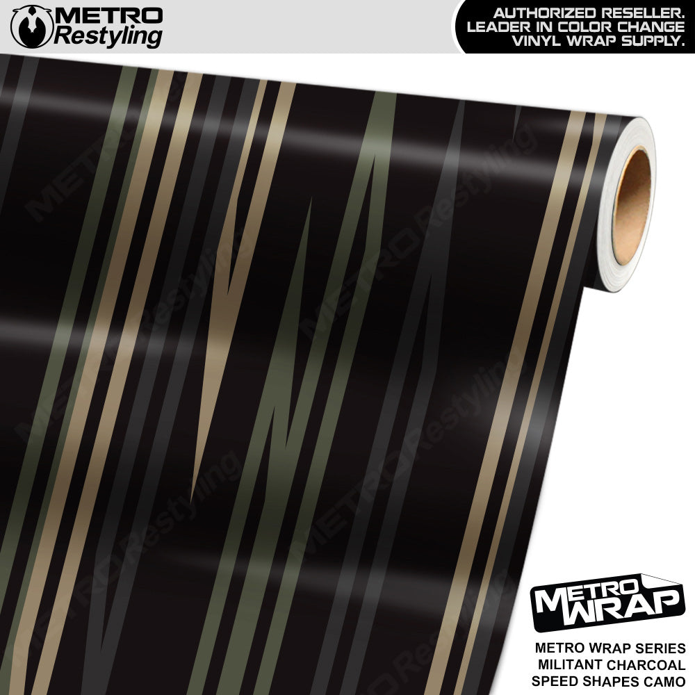 Metro Wrap Speed Shapes Militant Charcoal Vinyl Film