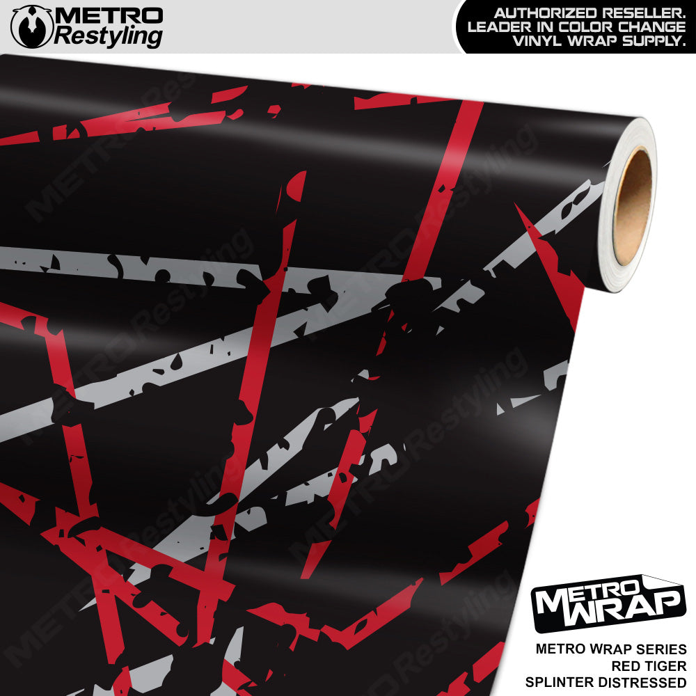 Metro Wrap Splinter Distressed Red Tiger Camouflage Vinyl Film