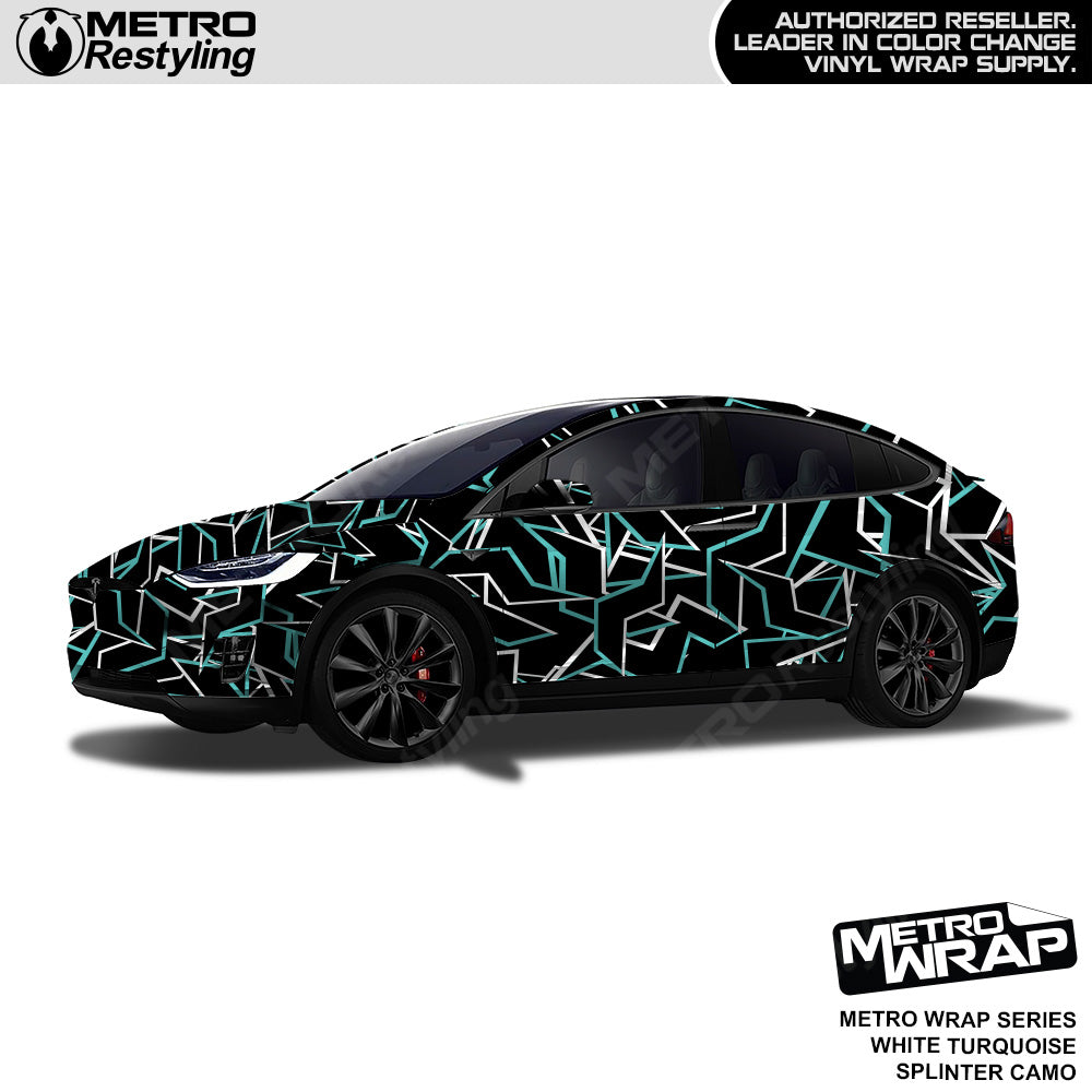Metro Wrap Splinter White Turquoise Camouflage Vinyl Film