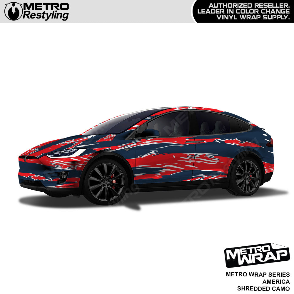Metro Wrap Shredded America Camouflage Vinyl Film tesla