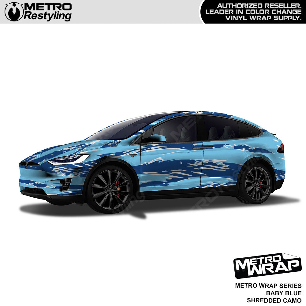 Metro Wrap Shredded Baby Blue Camouflage Vinyl Film