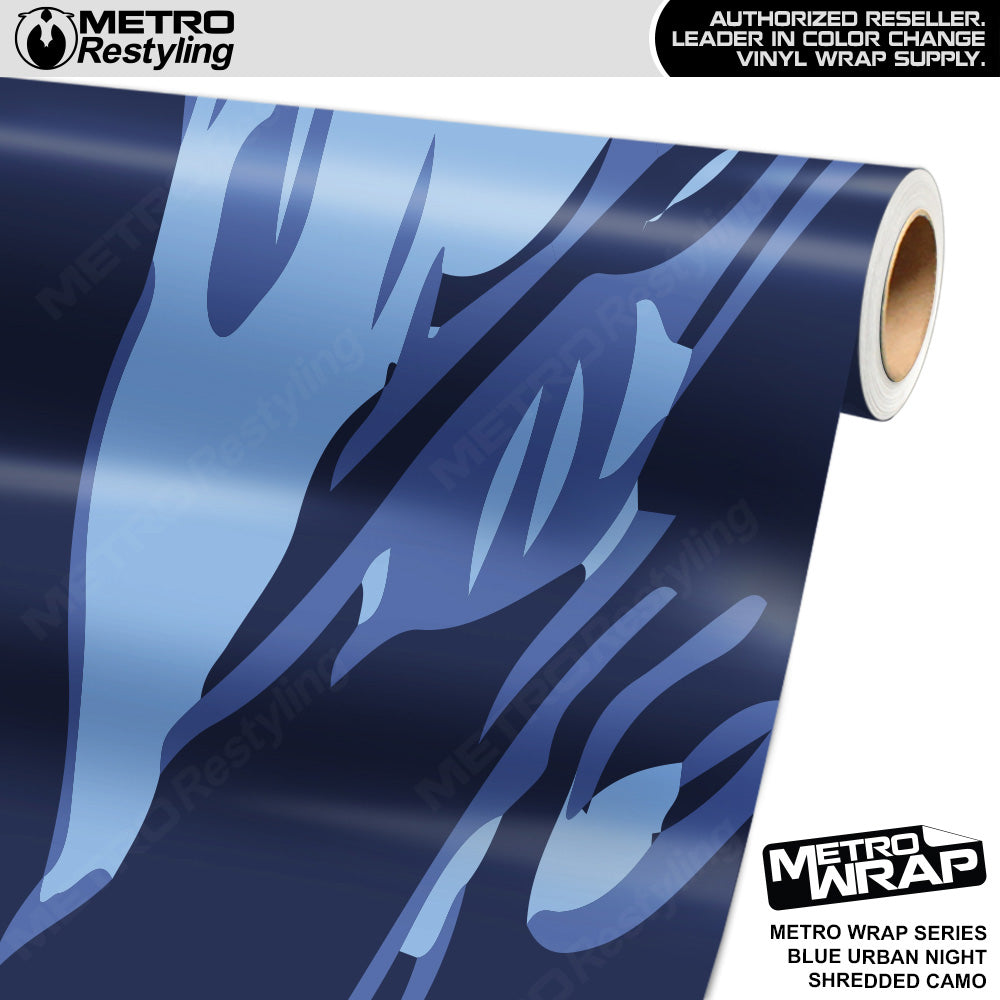 Metro Wrap Shredded Blue Urban Night Camouflage Vinyl Film