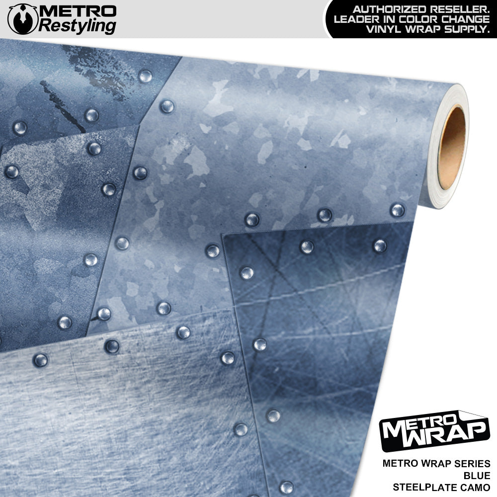 Metro Wrap Steel Plate Blue Vinyl Film
