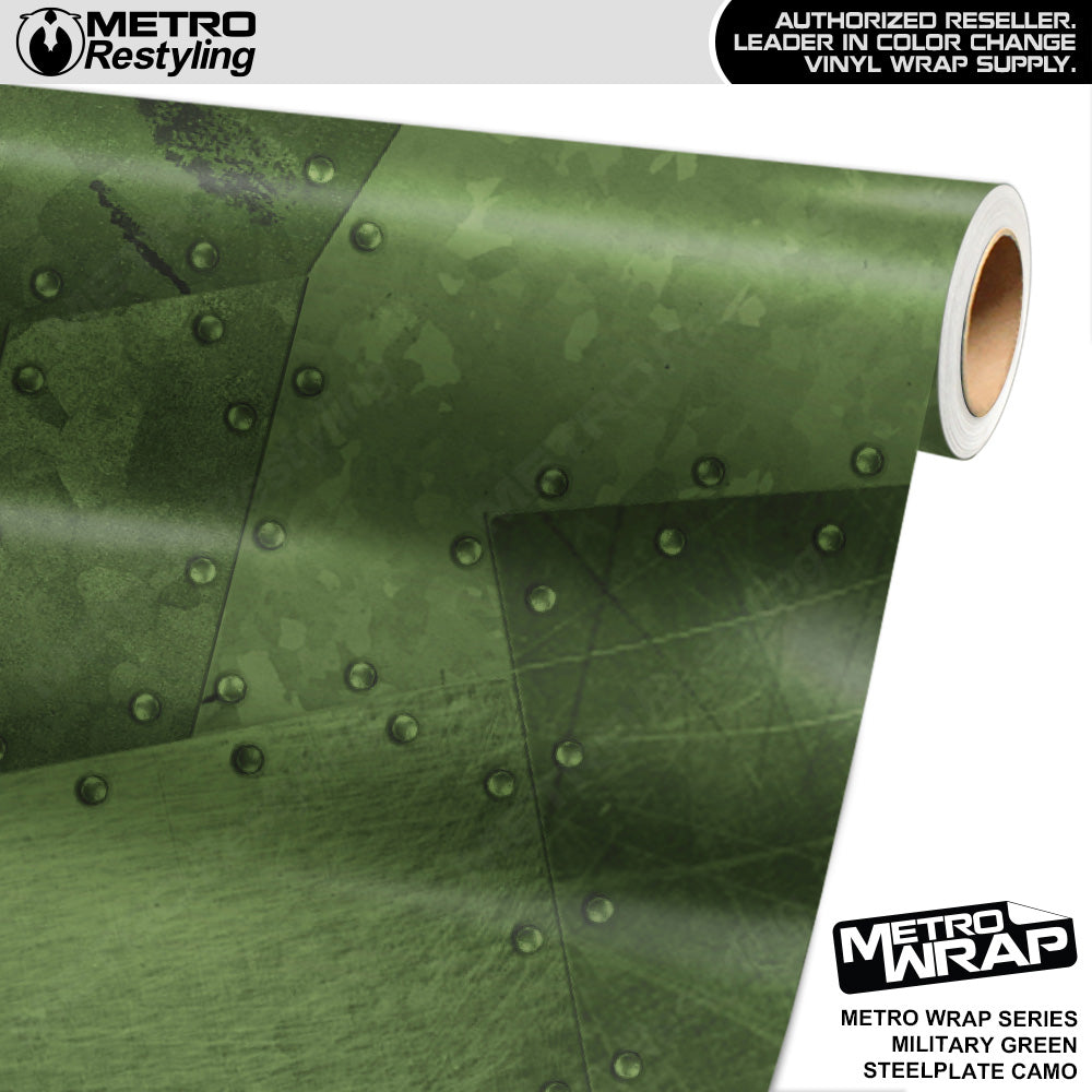 Metro Wrap Steel Plate Military Green Vinyl Film