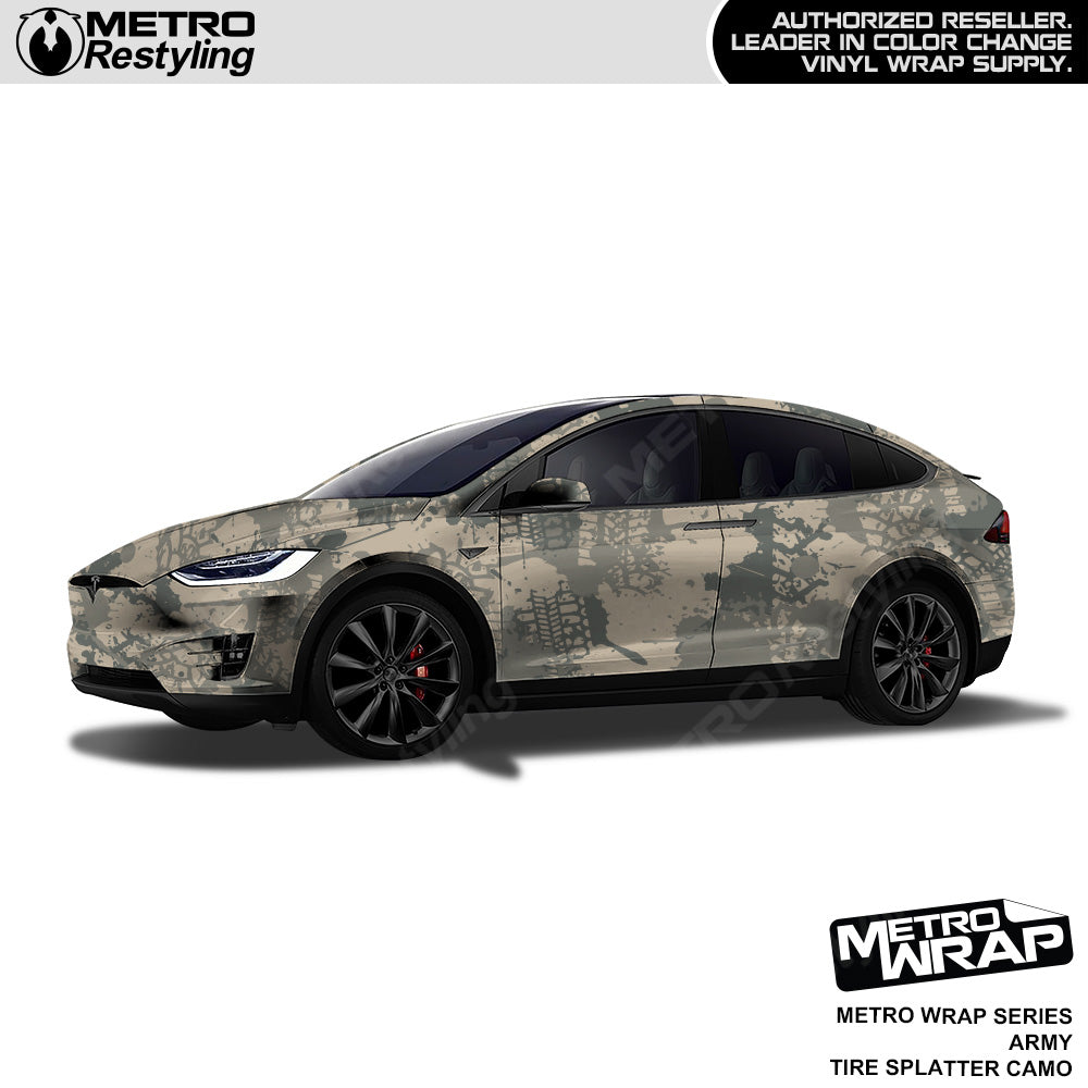 Metro Wrap Tire Splatter Army Camouflage Vinyl Film