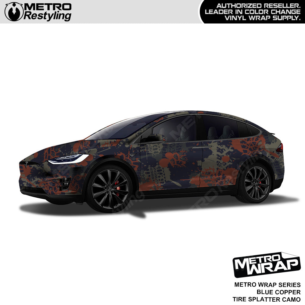 Metro Wrap Tire Splatter Blue Copper Camouflage Vinyl Film