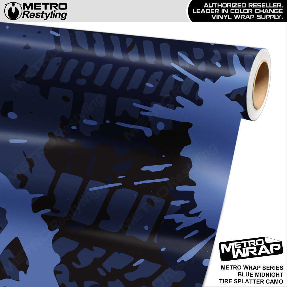 Metro Wrap Tire Splatter Blue Midnight Camouflage Vinyl Film