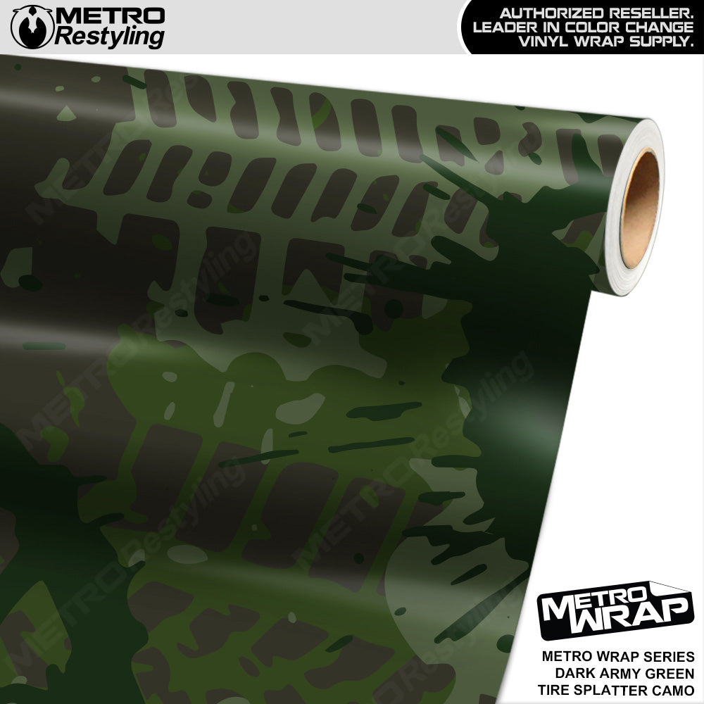 Metro Wrap Tire Splatter Army Dark Green Camouflage Vinyl Film