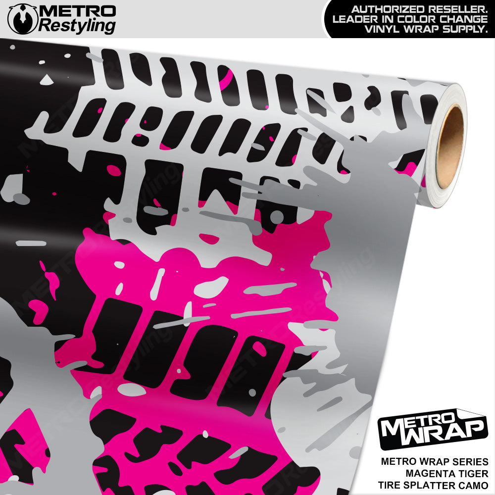 Metro Wrap Tire Splatter Magenta Tiger Camouflage Vinyl Film