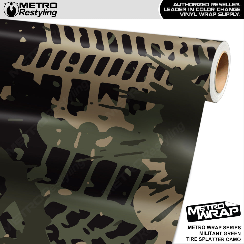 Metro Wrap Tire Splatter Militant Green Camouflage Vinyl Film
