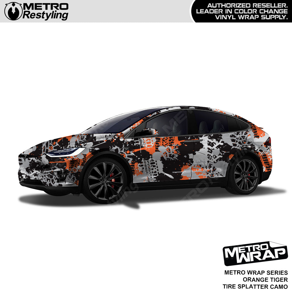 Metro Wrap Tire Splatter Orange Tiger Camouflage Vinyl Film